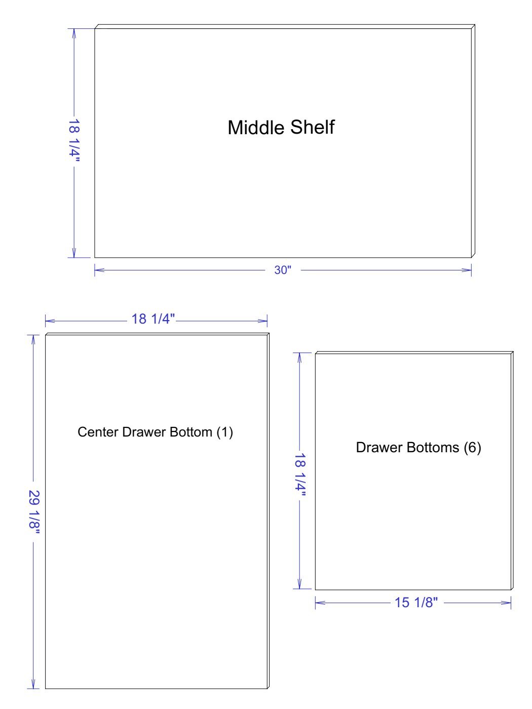 Drawer bottoms - Middle Shelf