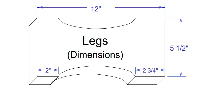 Parts Drawings - Legs Dimensions