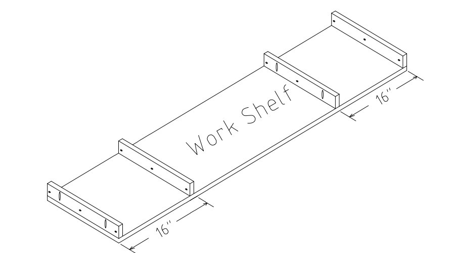 Assembly Drawing - Attach the Gussets to the Work Shelf
