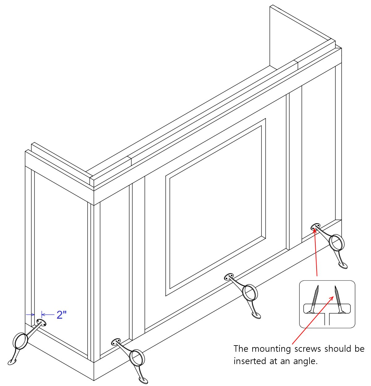 Assembly Drawing - Attach the Foot Rail Brackets